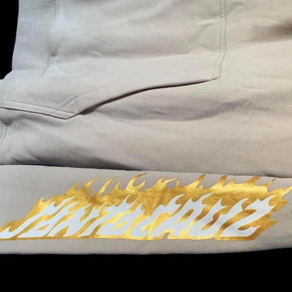 Santa Cruz Small Hooded Pullover Sweater Flamed Not A Dot Fog Gold Fire - Picture 7 of 12